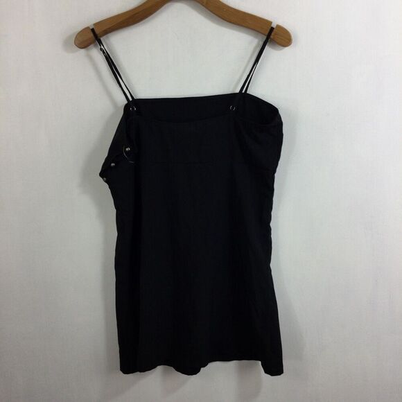 Free People Intimately Sleeveless Strap Side Button Mini Dress Black Sz L - Picture 4 of 8